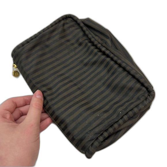 Fendi Dark Green & Brown Cloth Clutch Purse Bag One Size - Picture 9 of 16